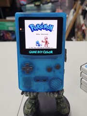 Nintendo Game Boy Color Clear Blue Console with Games READ DESCRIPTION